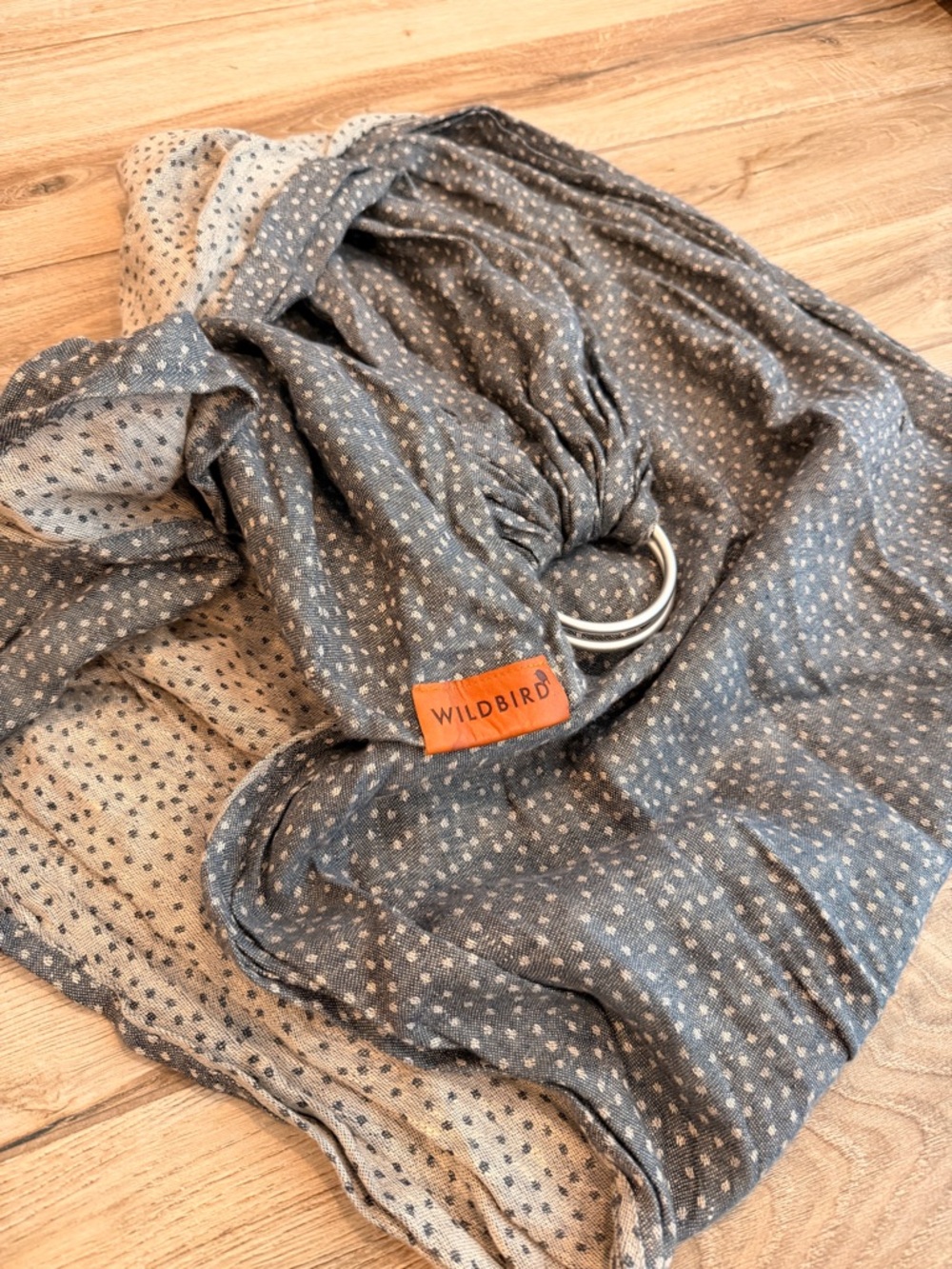 WildBird Gray and Cream Dot Ring Sling